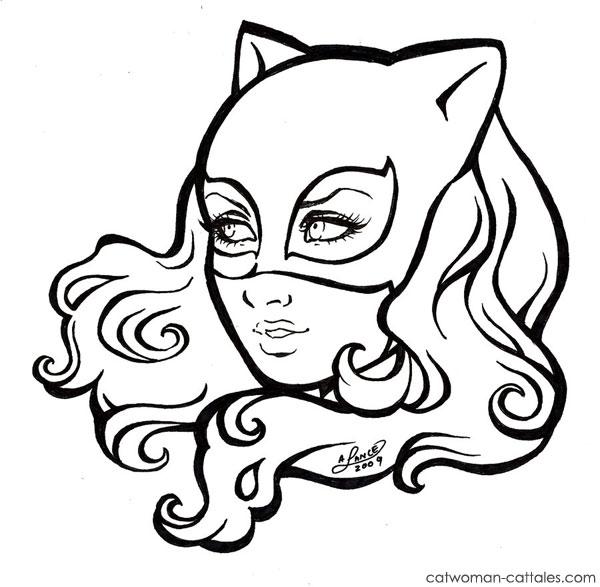 Catwoman Black and White Portrait Head: Classic Beauty