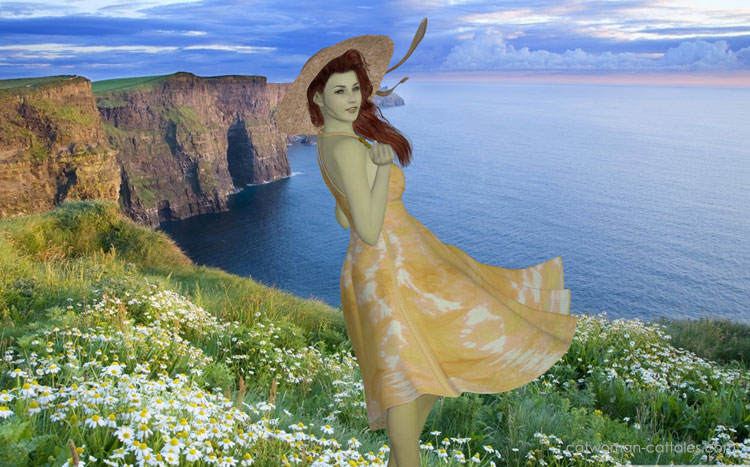 Ivy's Holiday: Poison Ivy in a yellow dress overlooking a beautiful vista in Hawai